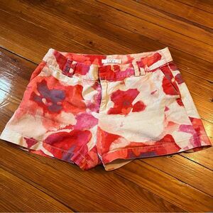 Ann Taylor Loft Linen Low Rise Poppy Colored Shorts- Size 8